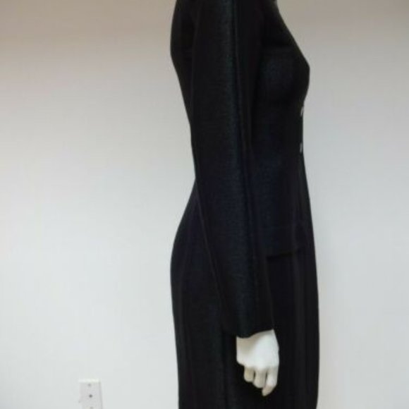 CHANEL Auth Black Shimmery Button Front Long Fitted Blazer Jacket 34 - Picture 6 of 9